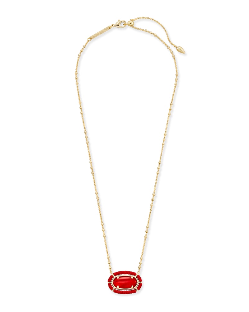 Threaded Elisa Gold Pendant Necklace in Red Illusion image number 2